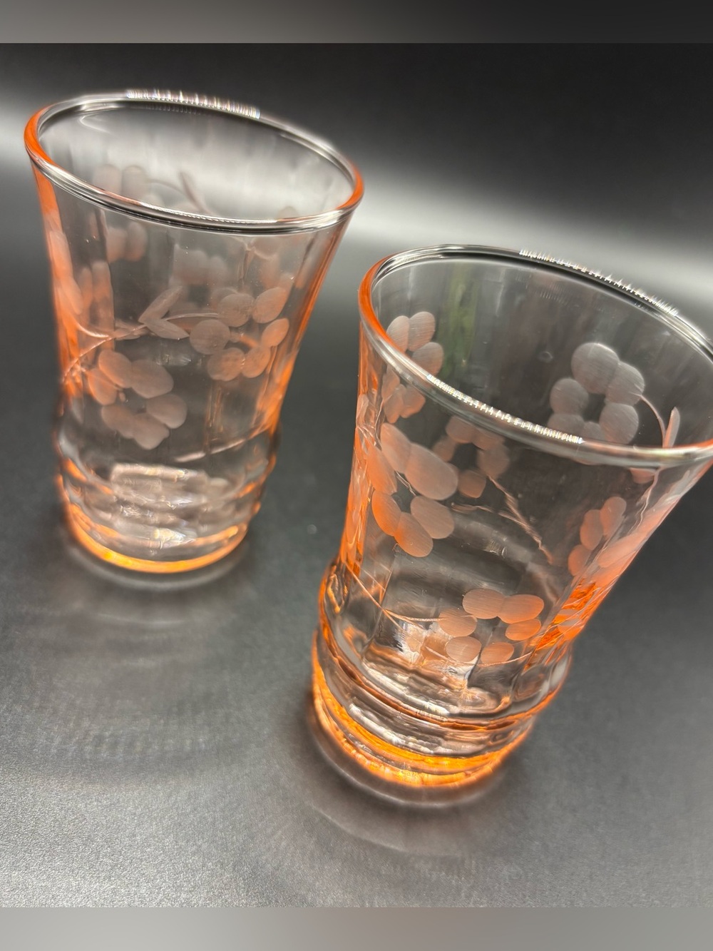 Vintage 1930s Macbeth-Evans Pink Depression Glass 3” Juice Tumblers - Set of 2